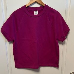 Purple Short Sleeve Crewneck Top